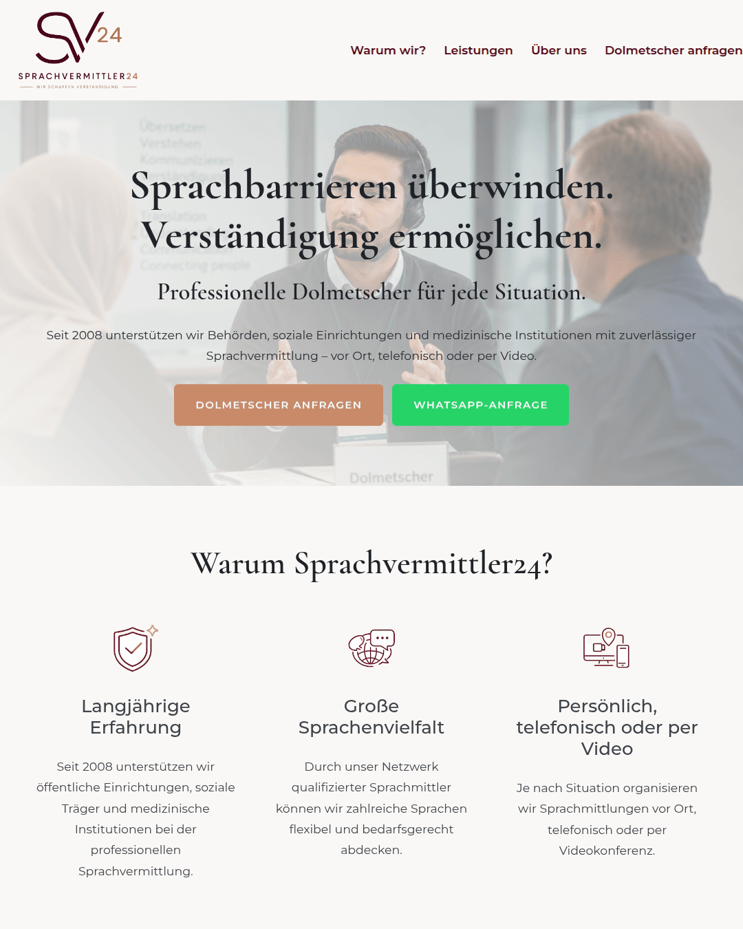 Website Beispiel Dolmetscher